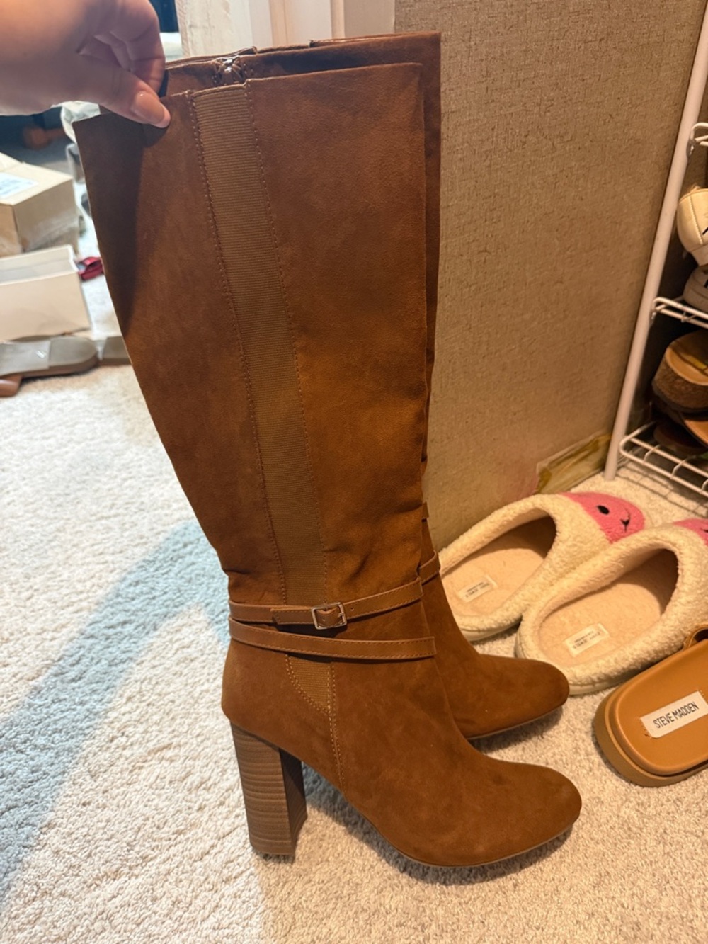 LC Lauren Conrad Tall Brown Suede-Look Heeled Boots